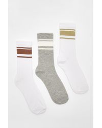 Boohoo - Tonal Stripe 3 Pack Sports Sock - Lyst