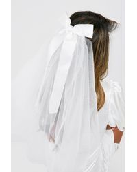 Boohoo - Bow Bridal Veil Headband - Lyst