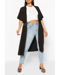 Boohoo Crochet Trim Kimono - Black