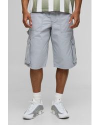 BoohooMAN - Elasticated Waist Long Line Baggy Carpenter Cargo Shorts - Lyst