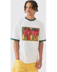 BoohooMAN - Contrast Neck Puff Print Graphic Regular Fit T-shirt - Lyst