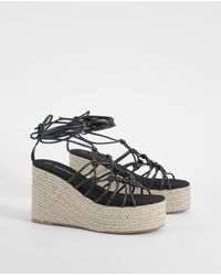 Boohoo - Knot Detail Mid Height Wedges - Lyst