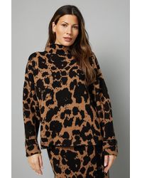 Wallis - Leopard Print Oversized Sweater - Lyst