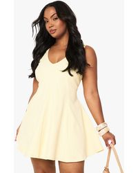 Boohoo - Plus Panelled Structured Skater Dress - Lyst