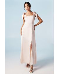 Oasis - Petite Satin Tie Shoulder Midi Bridesmaid Dress - Lyst