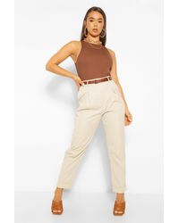 pleat front belted tailored midi dress
