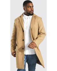 BoohooMAN - Plus Single Breasted Wool Look Overcoat - Lyst