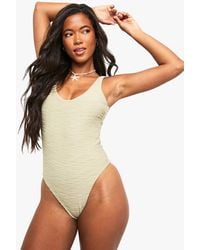 Boohoo - Textured Scoop Bathing Suit - Lyst