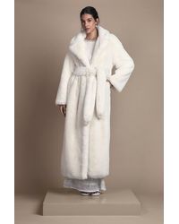 Coast - Occasion Belted Longline Fur Coat - Lyst
