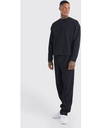 BoohooMAN - Pleated Long Sleeve Boxy T-shirt & Straight Pants Set - Lyst
