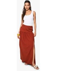 Boohoo - Textured Split Front Tiered Maxi Skirt - Lyst