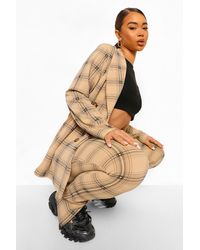 Boohoo Tonal Check Oversized Blazer - Neutre