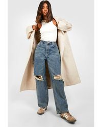 Boohoo - Ripped Knee Distressed High Waist Wide Leg Jeans - Lyst