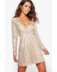 plus floral sequin wrap skater dress