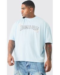 BoohooMAN - Plus Oversized Boxy Extended Neck Bird T-shirt - Lyst