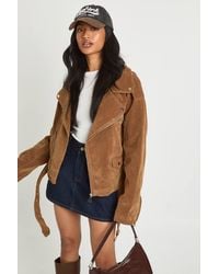 Boohoo - Vintage Suede Look Oversized Biker Jacket - Lyst