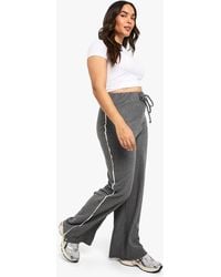 Boohoo - Plus Pin Stripe Side Stripe Wide Leg Trouser - Lyst