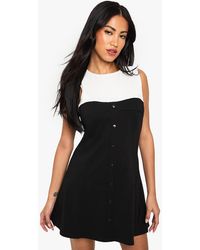 Boohoo - Tailored Mono Button Down Mini Dress - Lyst