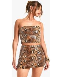 Boohoo - Sequin Snake Mini Skirt - Lyst