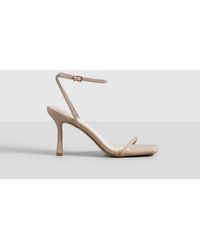 Boohoo - Skinny Strap Square Toe Barely There - Lyst