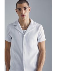 BoohooMAN - Pleated Muscle Short Sleeve Revere Shirt - Lyst