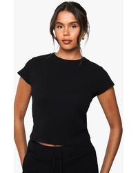 Boohoo - Waffle Crew Neck Baby Tee - Lyst