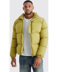 BoohooMAN - Tall Boxy Hooded Puffer With Half Placket - Lyst