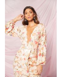 Boohoo Womens Midikleid Mit Puffärmeln Und Pailletten Für Besondere Anlässe - Blau