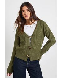 Boohoo - Toggle Button Cable Knit Chunky Cardigan - Lyst