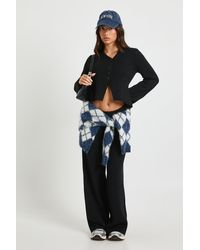 Boohoo - Petite Collar Detail Button Down Knitted Cardigan And Straight Leg Trouser Co-Ord - Lyst
