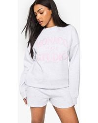 Boohoo - Monaco Slogan Oversized Sweatshirt Short Tracksuit - Lyst