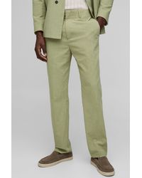 Boohoo - Straight Fit Linen Blend Trouser - Lyst