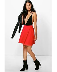 Boohoo Womens Schlichter Skaterrock aus Neoprenstoff - Blau