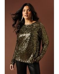 Oasis - Sequin Chiffon Bow Back Top - Lyst