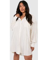 Boohoo - Plus Stripe Oversized Shirt Dress - Lyst