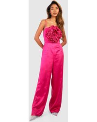 Boohoo - Flower Front Strappy Jumpsuit - Lyst
