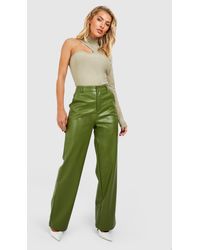 Boohoo - Leather Look Relaxed Fit Straight Leg Trousers - Lyst