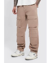 Boohoo - Elasticated Waist Zip Detail Multi Pocket Straight Fit Cargo Pants - Lyst