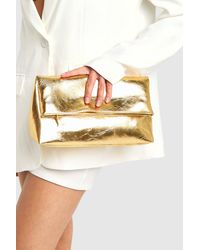 Boohoo - Large Metallic Fold Over Clutch Bag - Lyst