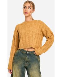 Boohoo - Soft Wide Rib Exposed Seam Crop Jumper - Lyst