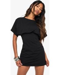 Boohoo - Cotton Crew Neck Batwing Mini Dress - Lyst