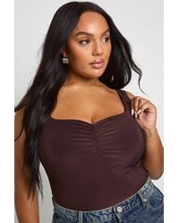 Boohoo - Plus Double Layer Ruched Front One Piece - Lyst