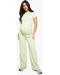 Boohoo - Maternity Ruched Side Tshirt And Wide Leg Co-Ord - Lyst