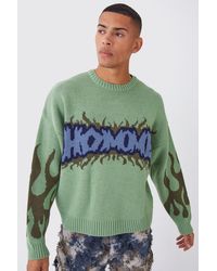 BoohooMAN - Boxy Homme Graffiti Knitted Jumper - Lyst