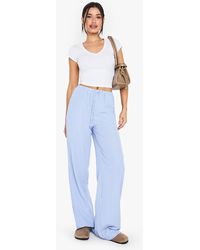 Boohoo - Tall Stripe Drawstring Wide Leg Pants - Lyst