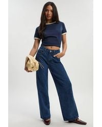 Boohoo - Basic High Waist Wide Leg Jean - Lyst