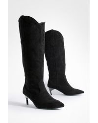 Boohoo - Western Detail Low Knee High Boots - Lyst