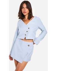 Boohoo - Wrap Front Tailored Skort - Lyst