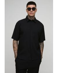 BoohooMAN - Tall Pleated Oversized Concealed Placket Shirt - Lyst