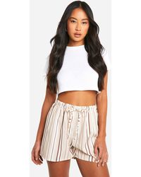 Boohoo - Linen Look Textured Stripe Flippy Short - Lyst
